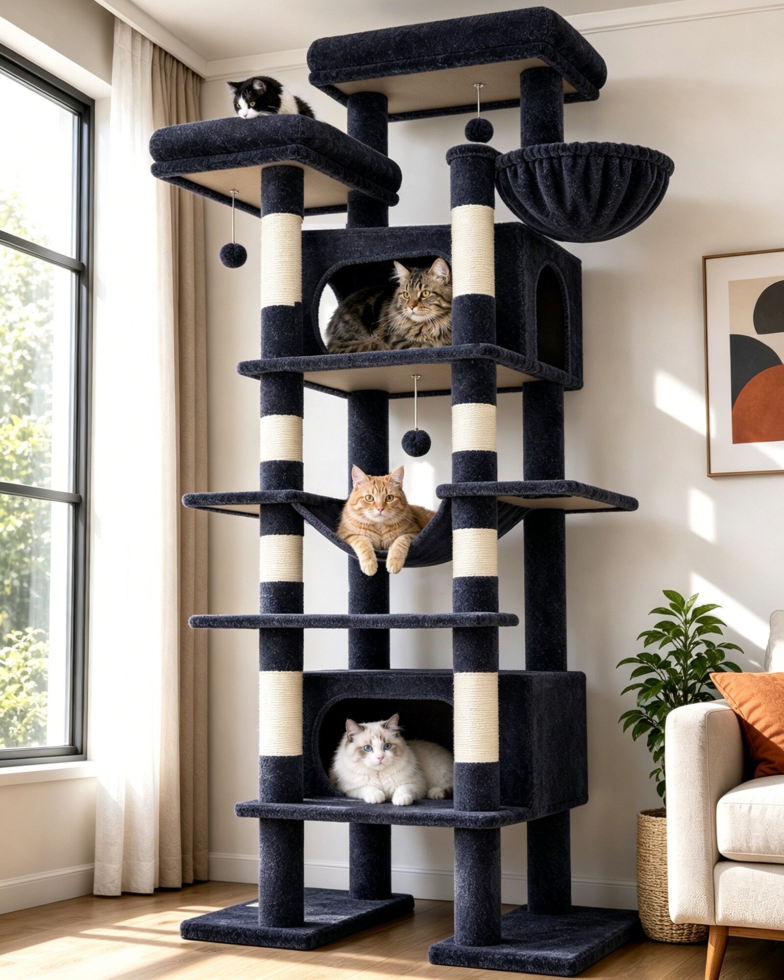 globlazer-f83b-tour-chat-gris-fonc-83-pouces-tr-s-grand image 1
