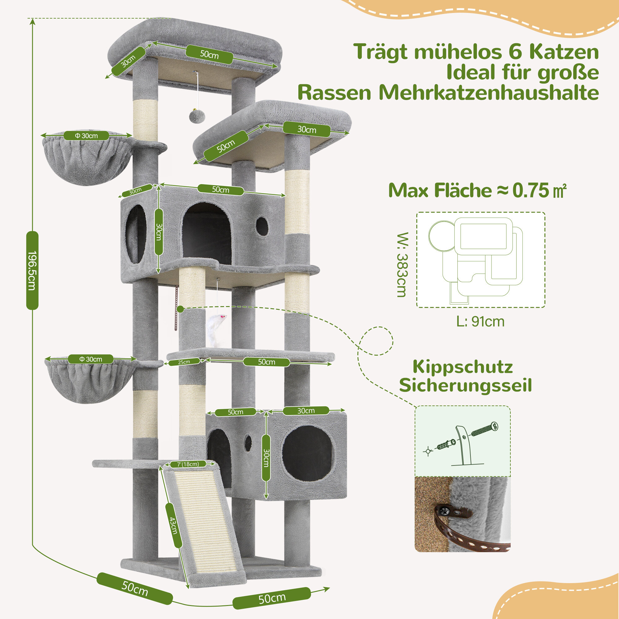 globlazer-s77c-arbre-chat-gris-clair-77-pouces image 6