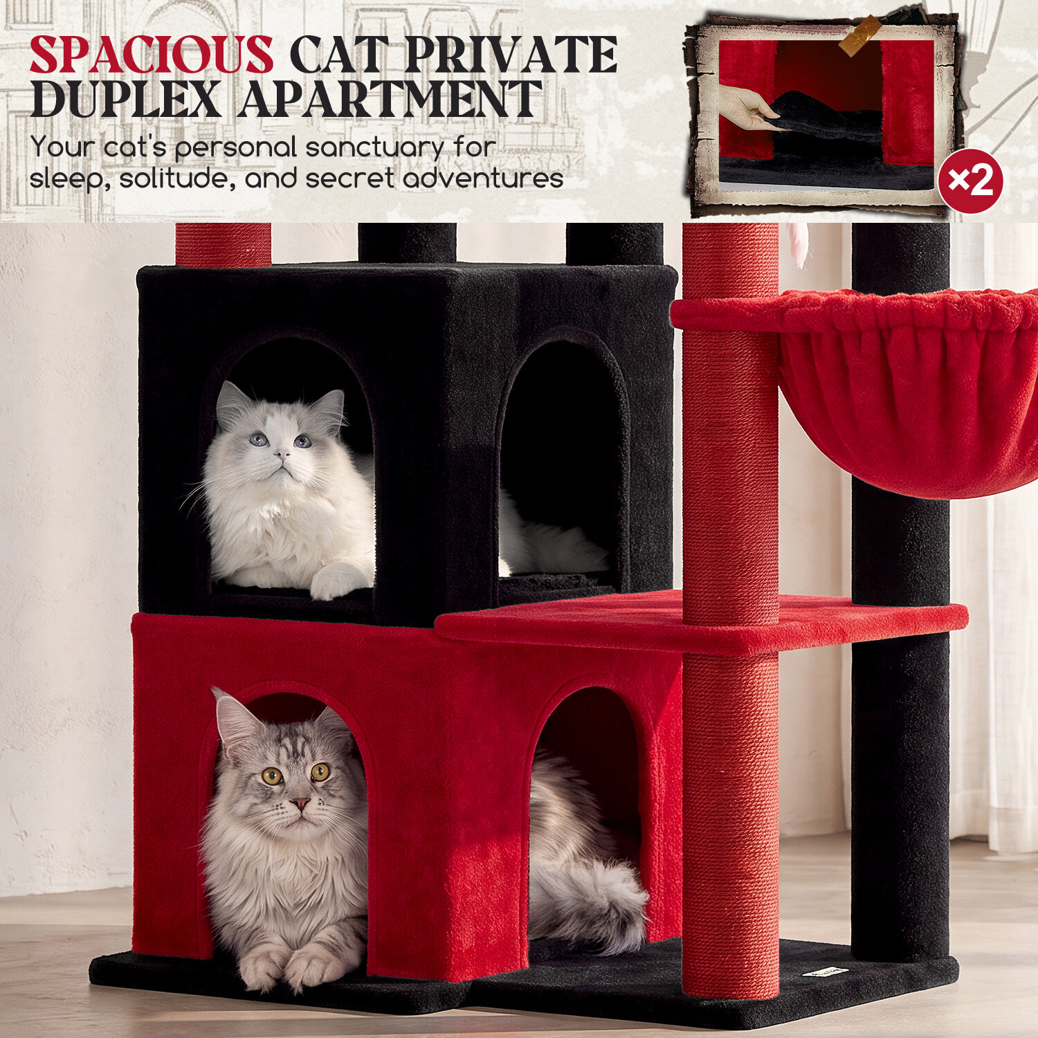 globlazer-s-series-s63-arbre-chat-rouge-noir-160-cm-robuste image 4
