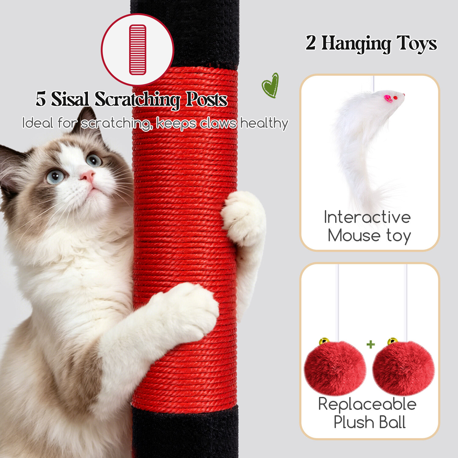 globlazer-s52-arbre-chat-52-pouces-rouge-noir image 6