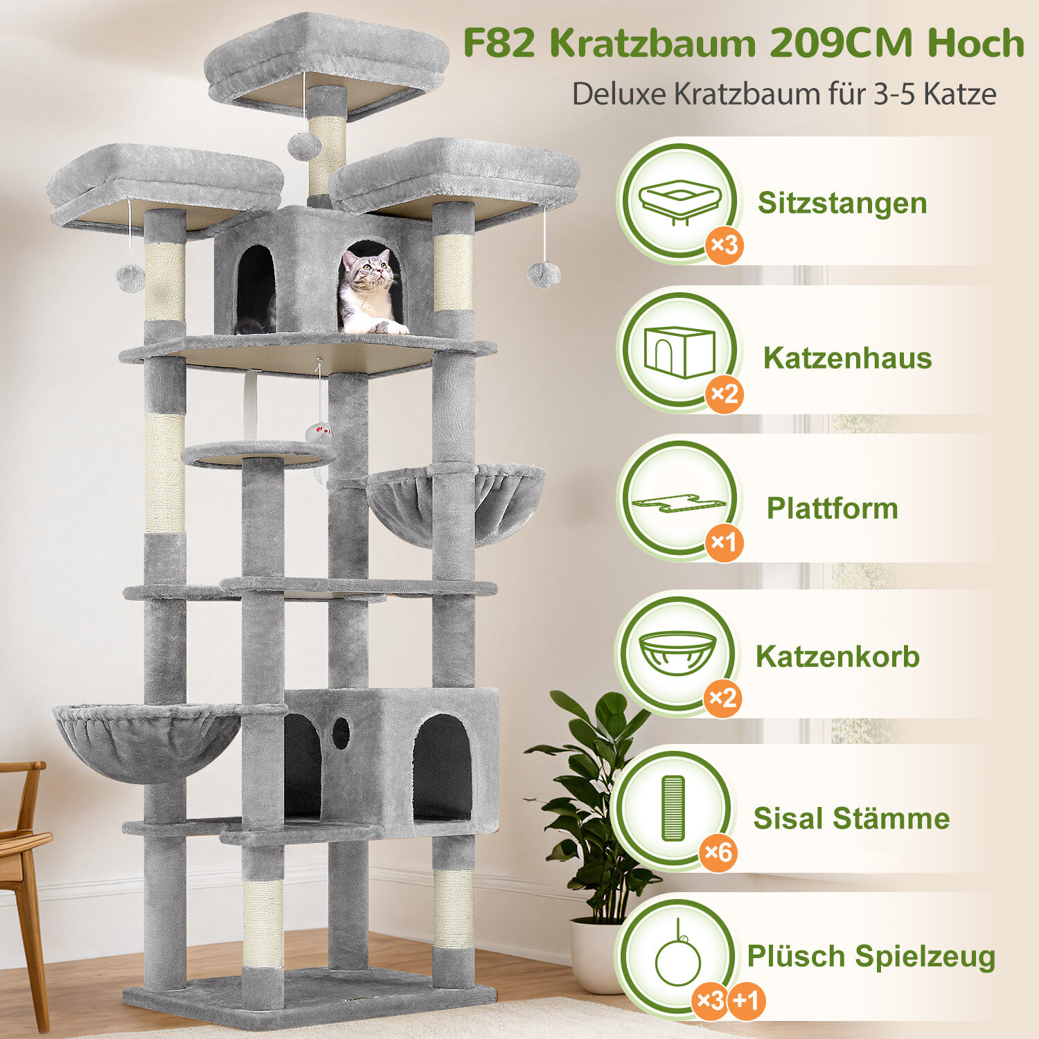 globlazer-f82-arbre-chat-xxl-gris-clair-208-cm image 7
