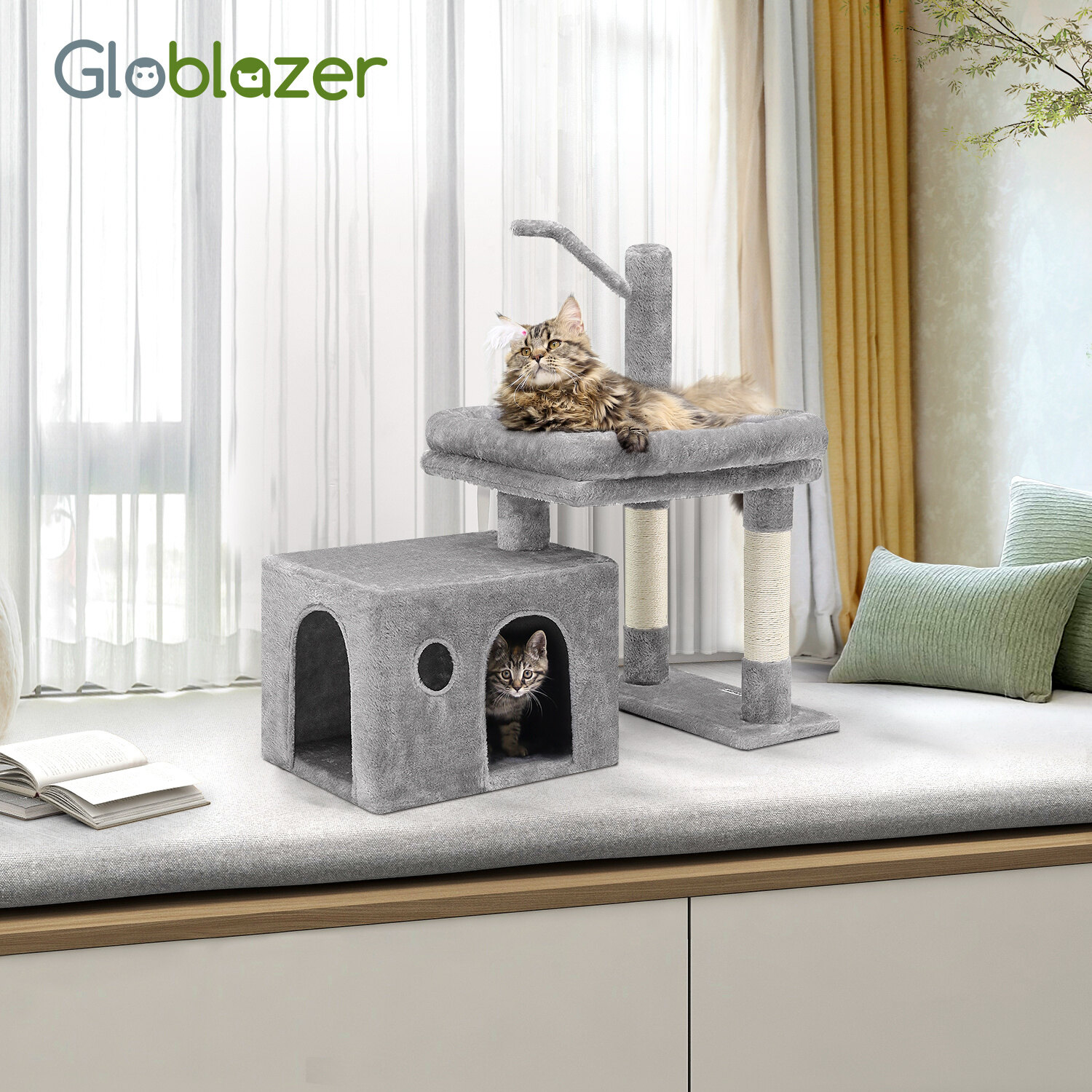 globlazer-f32-arbre-chat-32-pouces-gris-clair-petit image 8
