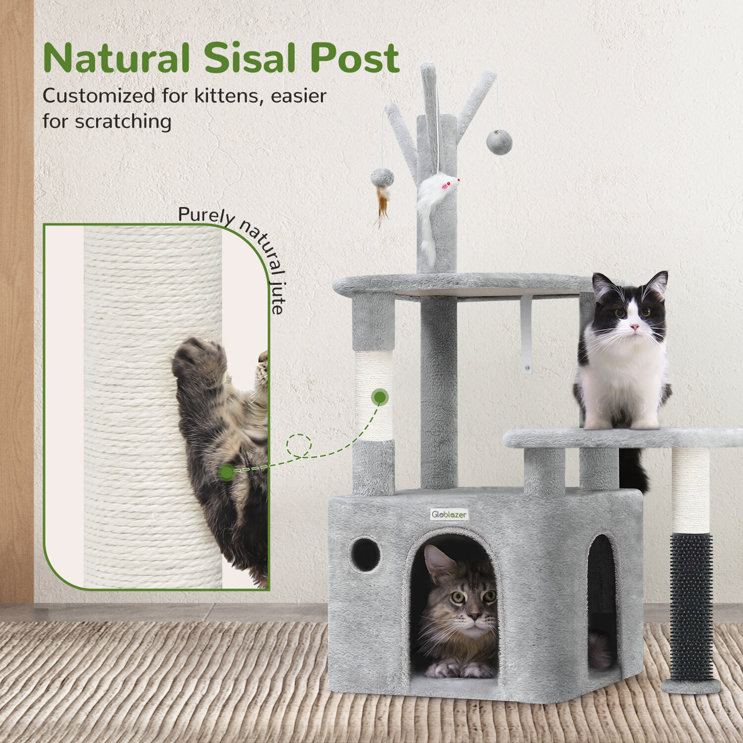 globlazer-f44-arbre-chat-gris-clair-112-cm-compact image 6