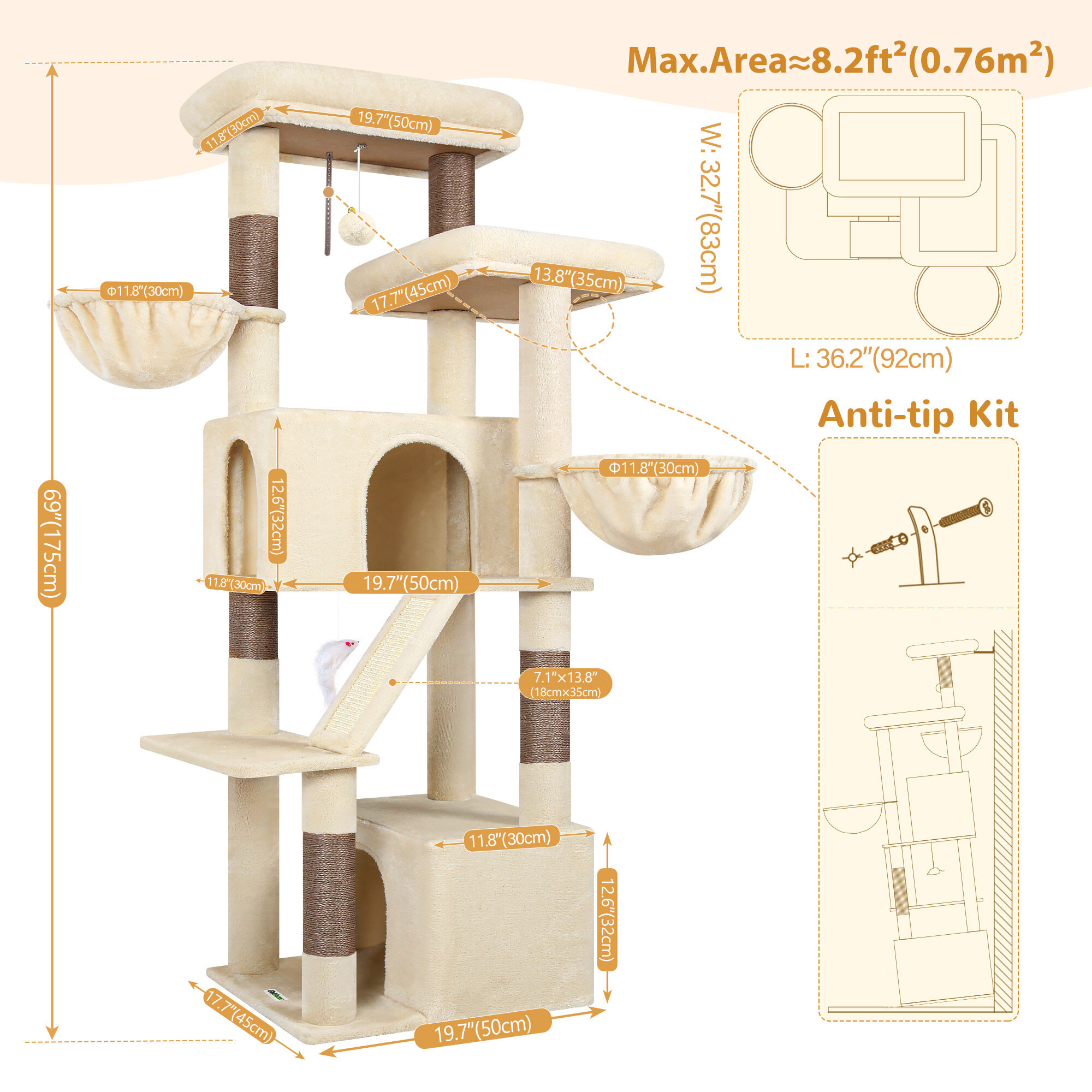globlazer-s-series-s69-arbre-chat-beige-69-pouces-int-rieur image 3