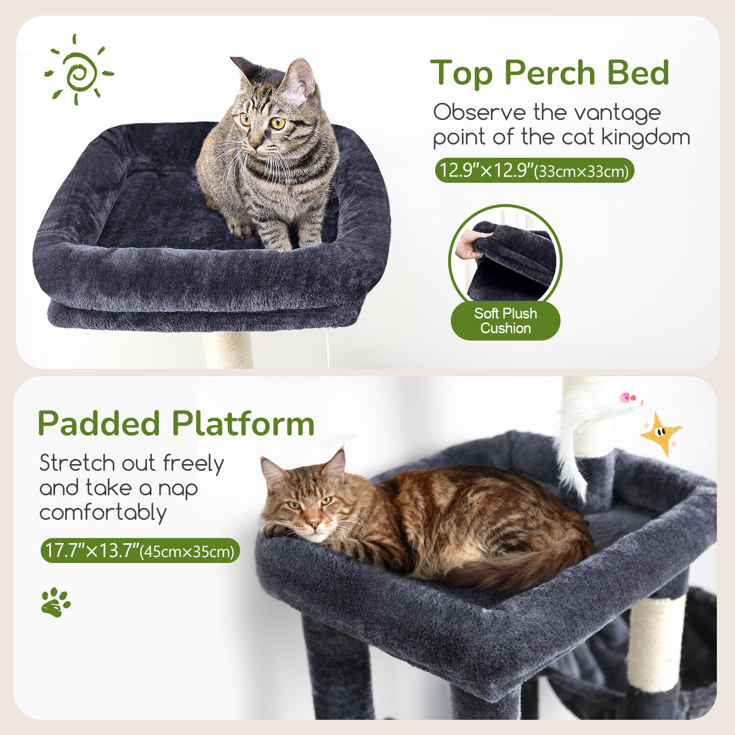 globlazer-s-series-s52-arbre-chat-gris-fonc-52-pouces-compact image 3