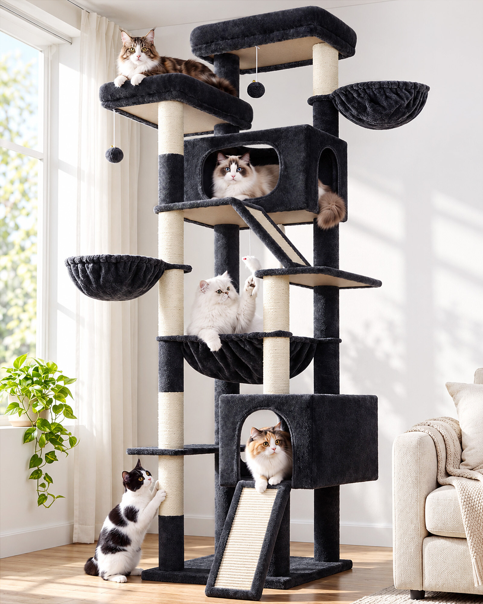 globlazer-f82d-arbre-chat-gris-fonc-82-pouces-grand image 1