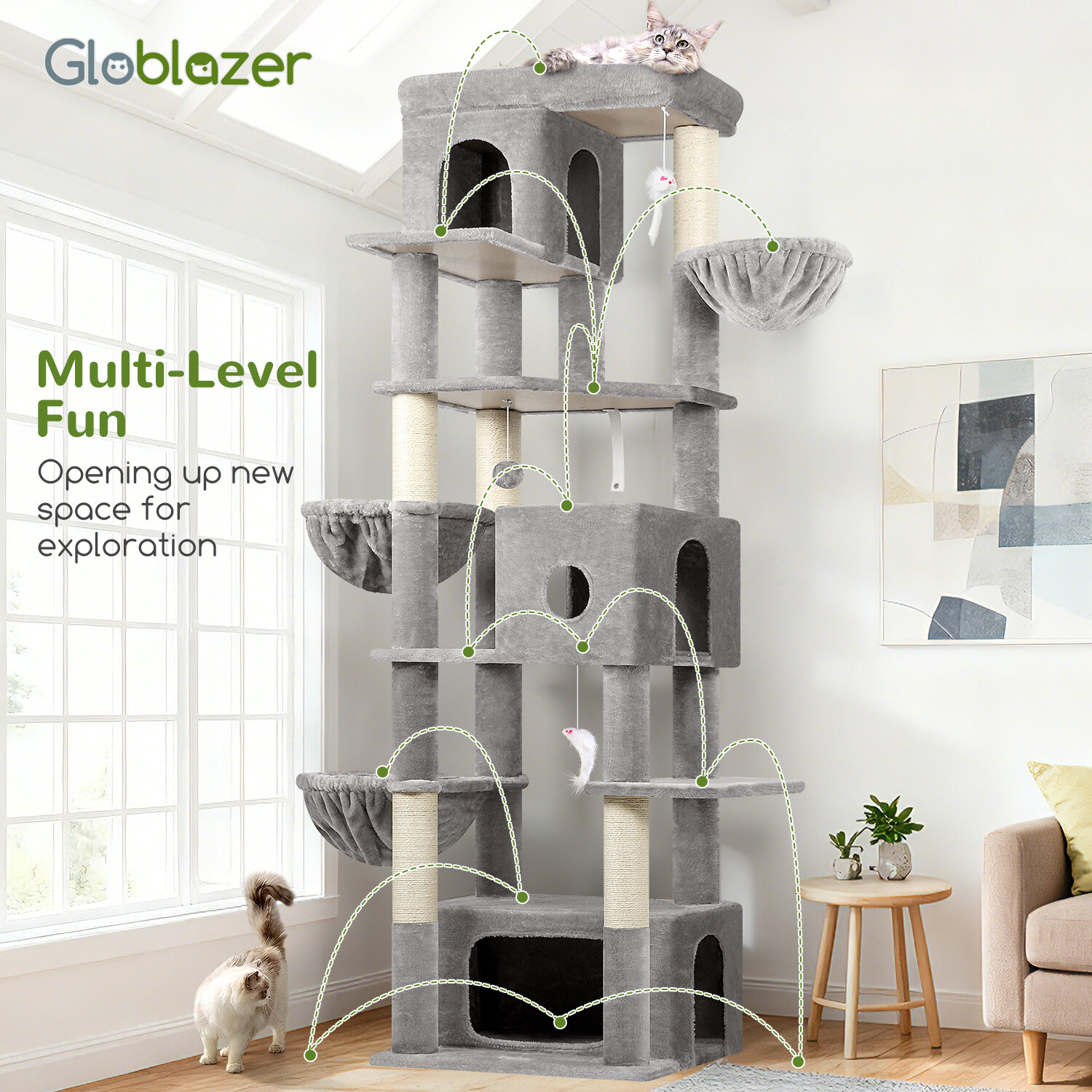 globlazer-f-series-f80f-arbre-chat-gris-clair-80-pouces image 8
