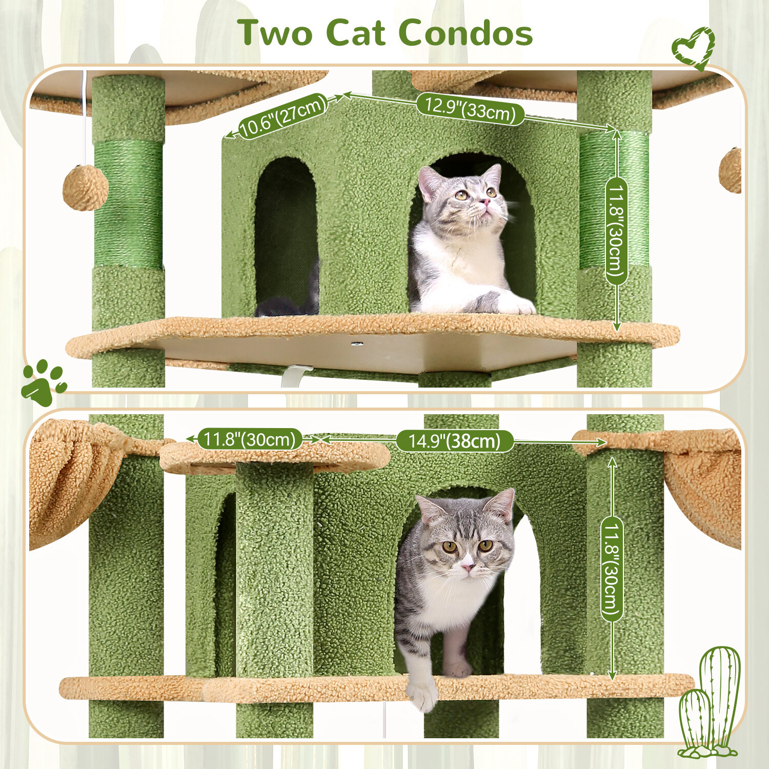 globlazer-f-series-f80-arbre-chat-vert-cactus-80-pouces-grand image 4