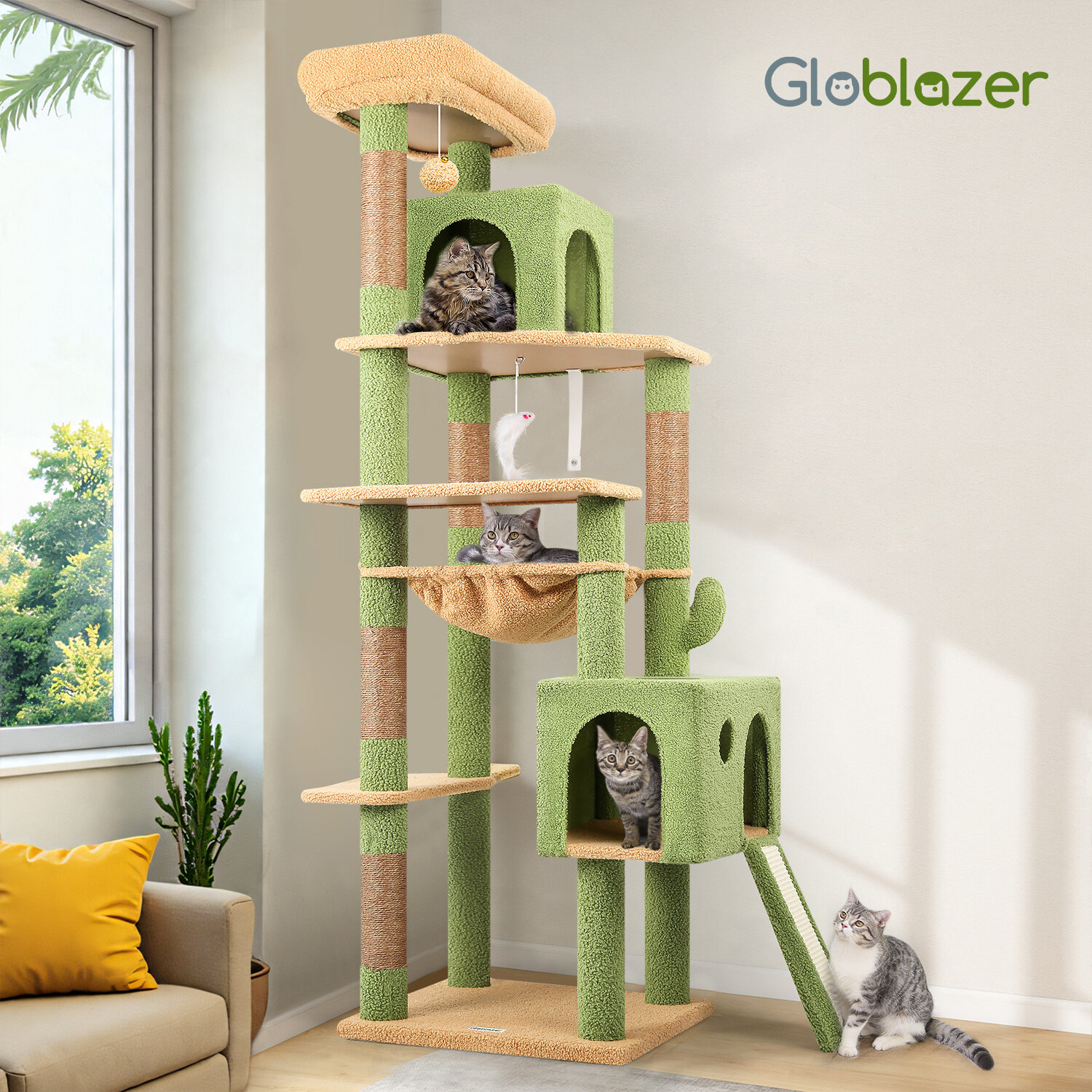 globlazer-f70-pro-arbre-chat-cactus-vert-70-pouces-niche image 8