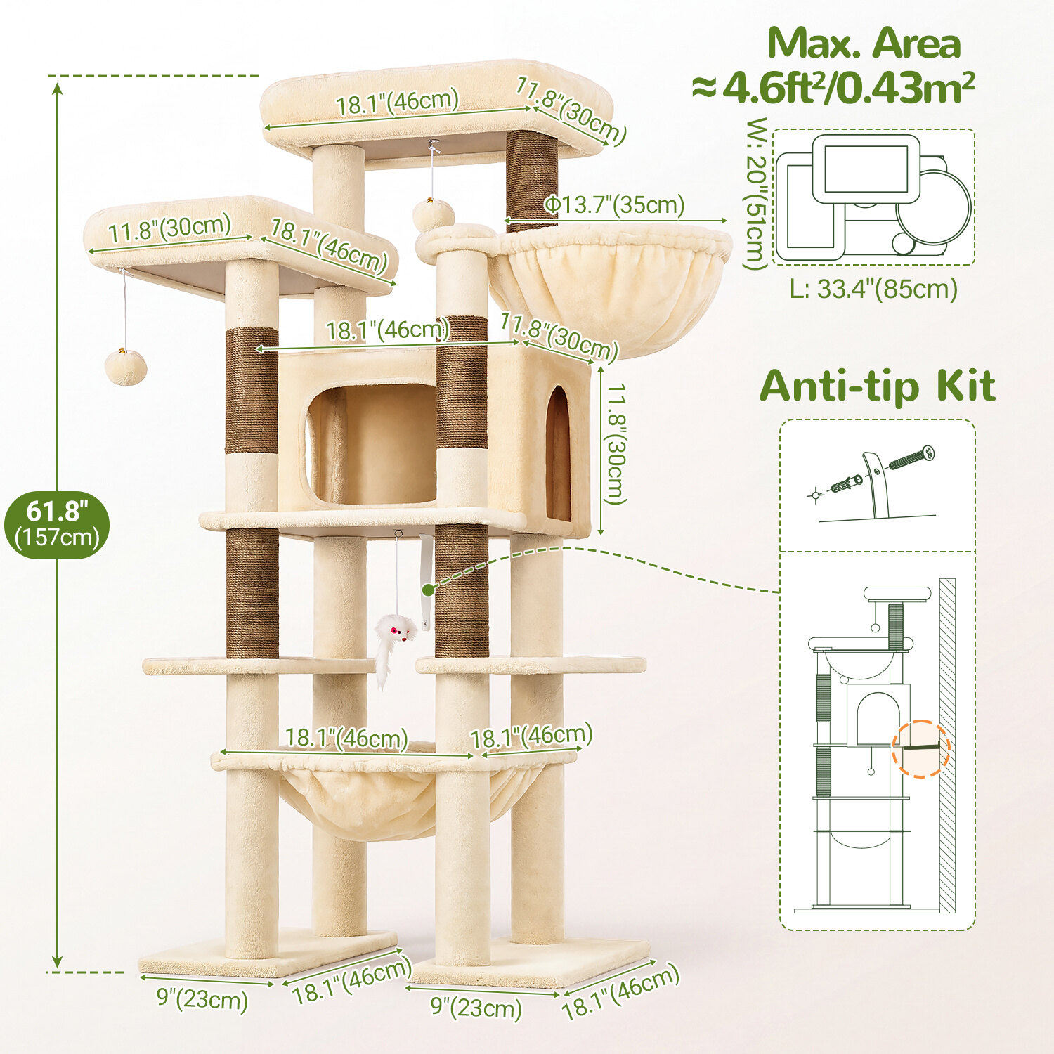 globlazer-f-series-f61b-arbre-chat-beige-155-cm-xl image 7
