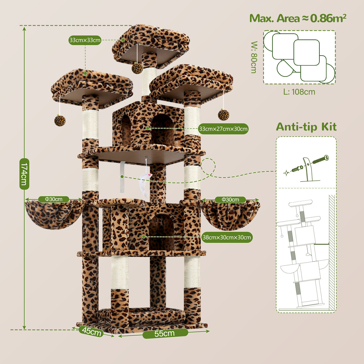 globlazer-f68b-arbre-chat-l-opard-173-cm image 7