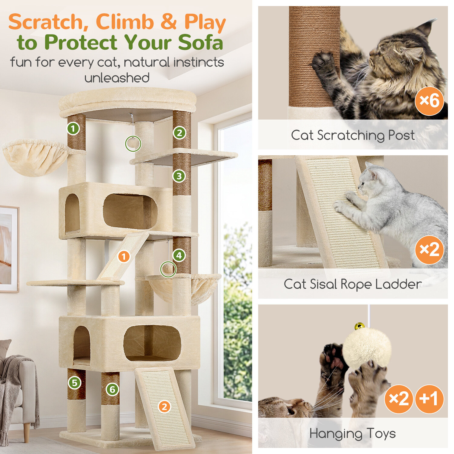 globlazer-s80h-arbre-chat-203-cm-beige-grand-chat image 4