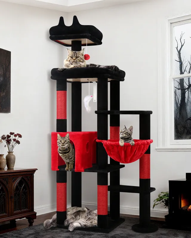 globlazer-f-series-f65b-arbre-chat-rouge-noir-65-pouces-design image 1