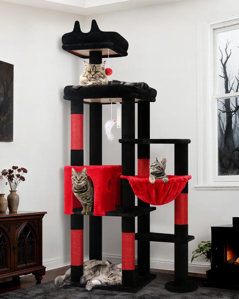globlazer-f-series-f65b-arbre-chat-rouge-noir-65-pouces-design image 1