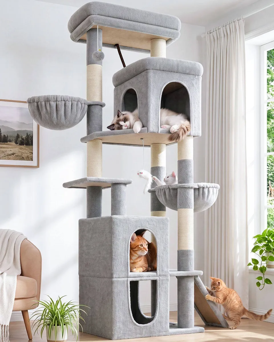 globlazer-f70f-arbre-chat-70-pouces-gris-clair-grand image 1