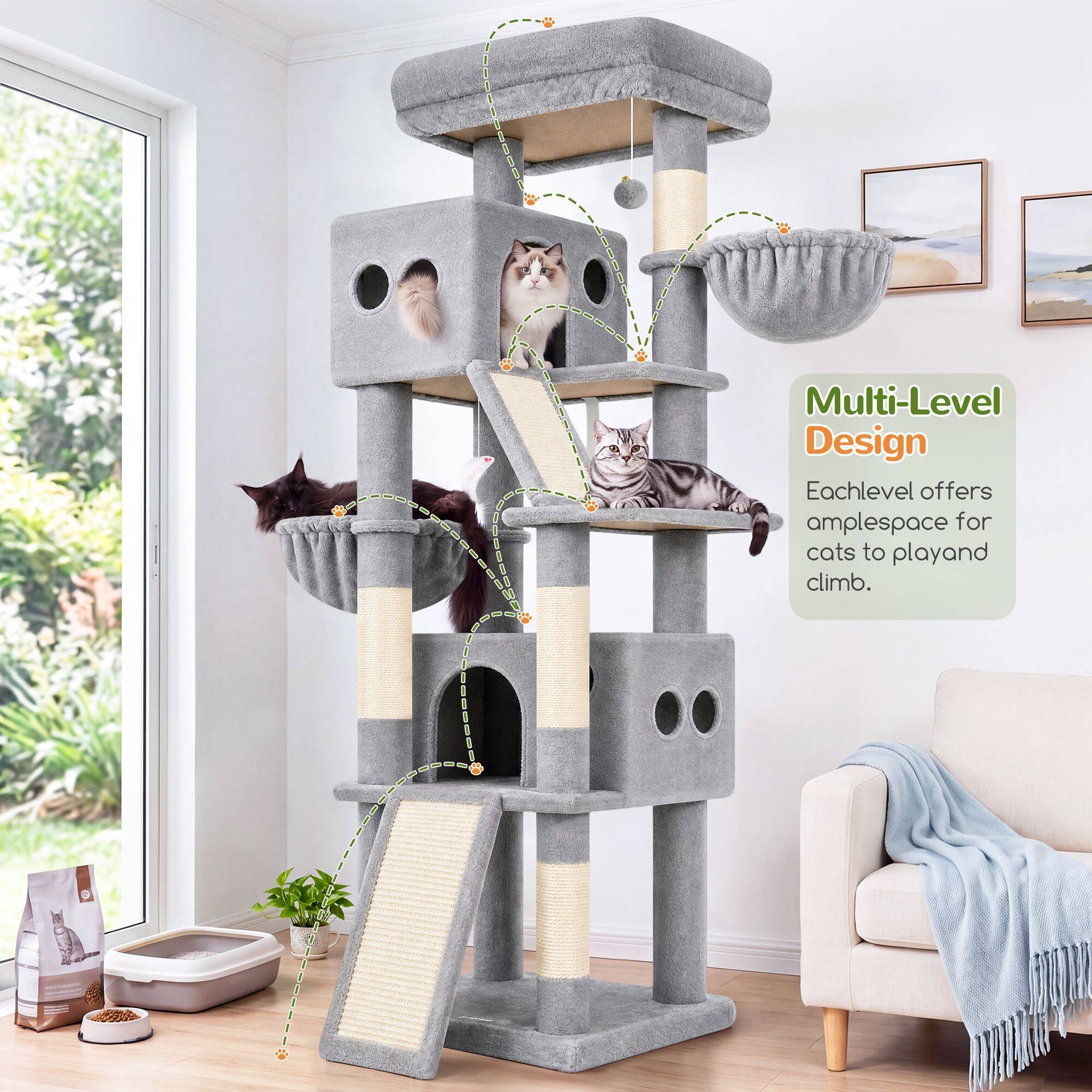 globlazer-s70g-arbre-chat-haut-gris-clair-178-cm image 7