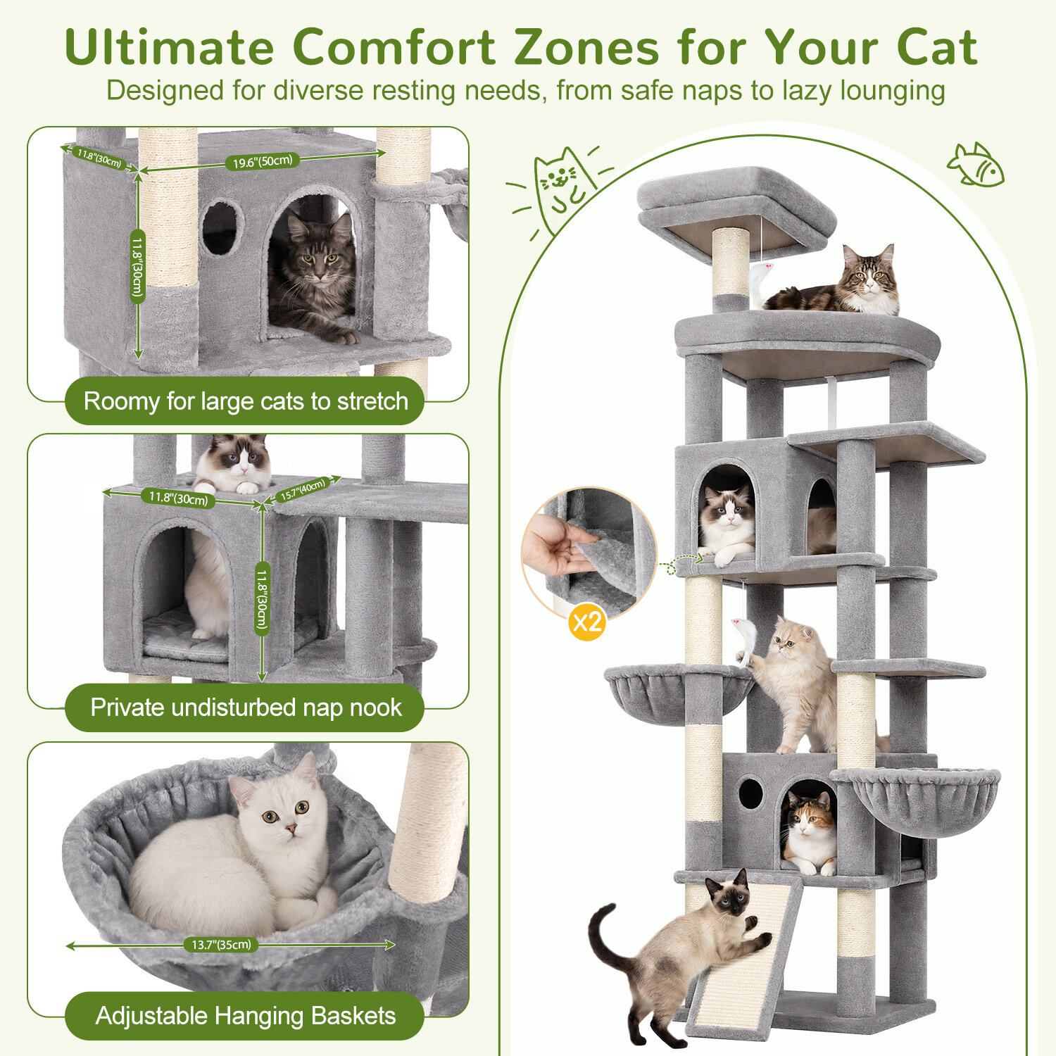 globlazer-f-series-f81h-arbre-chat-gris-clair-81-pouces-stable image 6