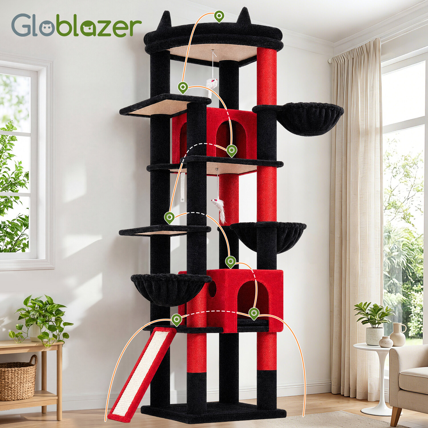 globlazer-s78g-arbre-chat-grand-rouge-noir-198-cm image 8
