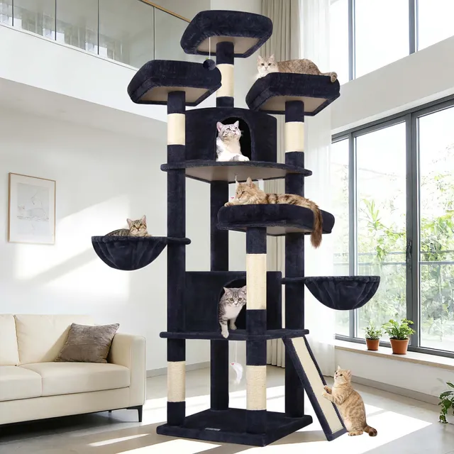 globlazer-f80h-arbre-chat-203-cm-gris-fonc-grand-chat image 1