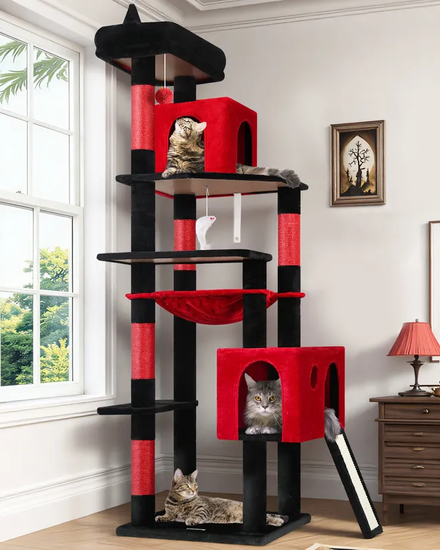 globlazer-f70-pro-arbre-chat-rouge-noir-178-cm image 1