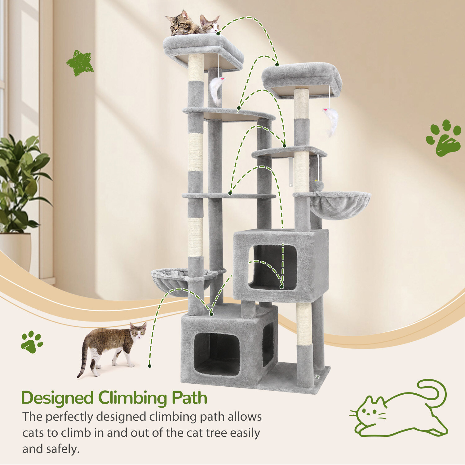 globlazer-s-series-s74e-arbre-chat-gris-clair-74-pouces image 7