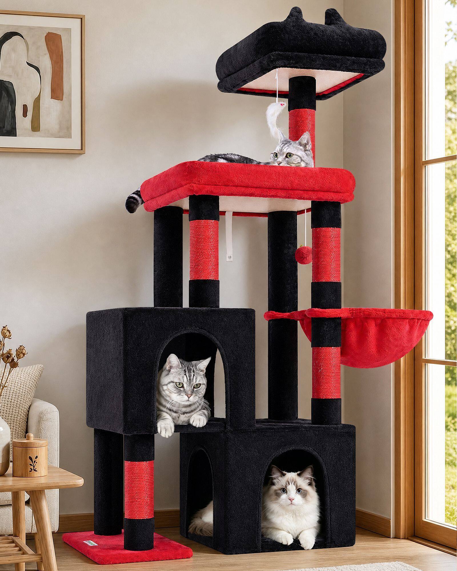 globlazer-s52-arbre-chat-52-pouces-rouge-noir image 1