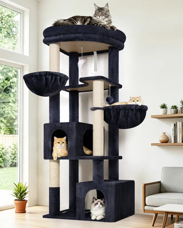 globlazer-c64-arbre-chat-163-cm-gris-fonc-grand-chat image 1