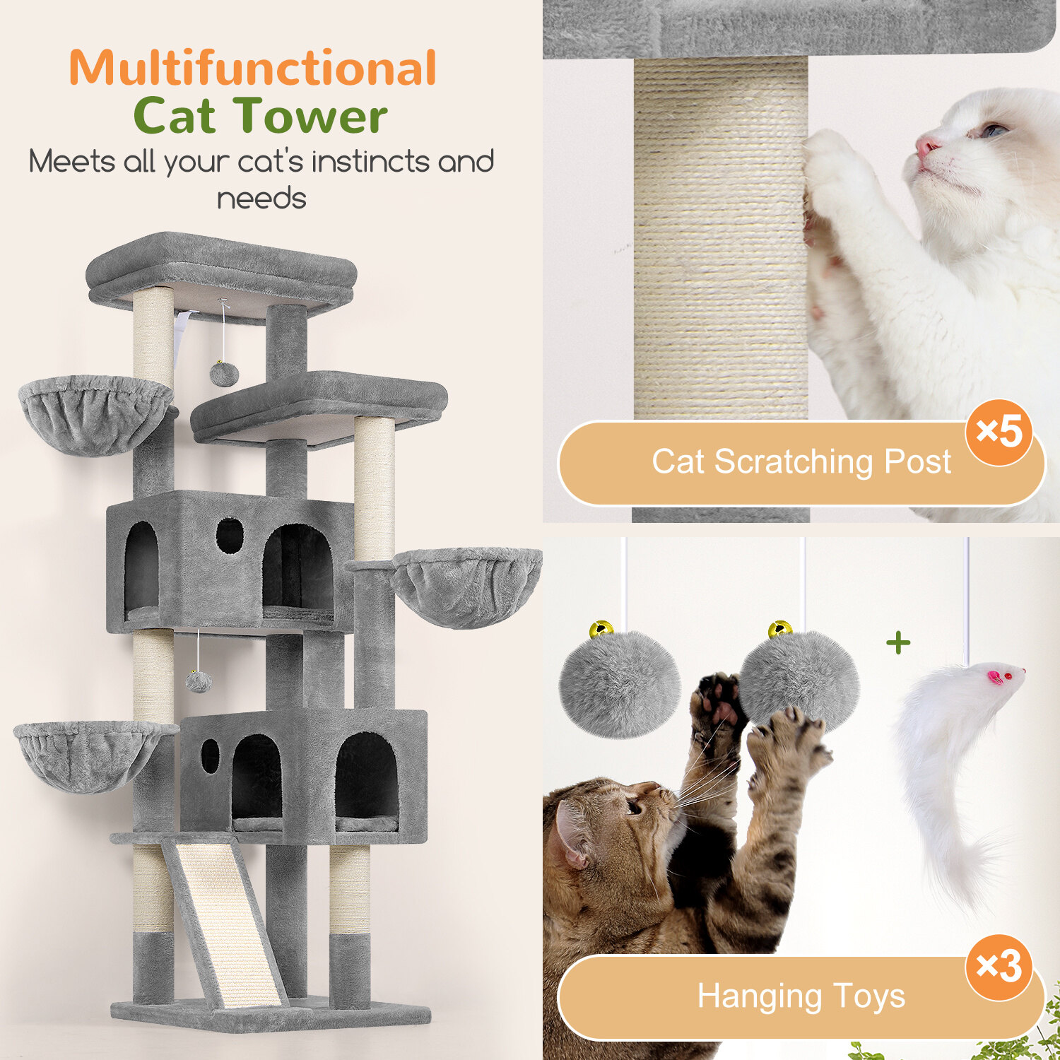 globlazer-f72g-arbre-chat-72-pouces-gris-clair-large image 7