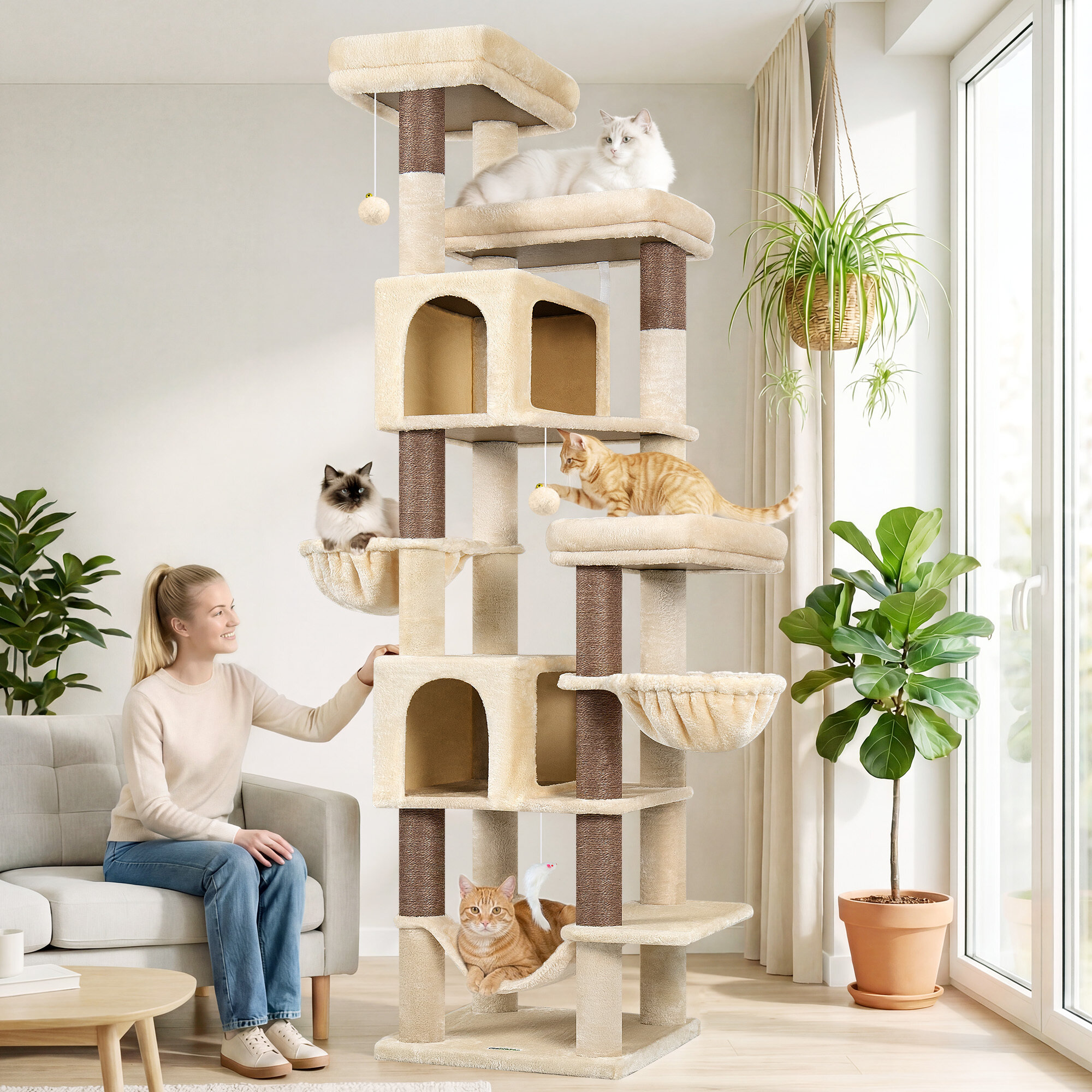 globlazer-f82b-arbre-chat-beige-208-cm image 1