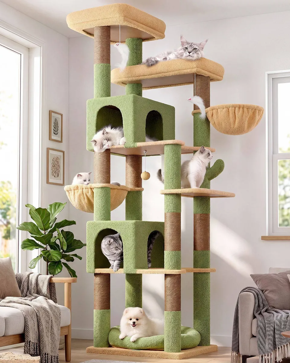 globlazer-s81c-arbre-chat-grand-vert-cactus-206-cm image 1