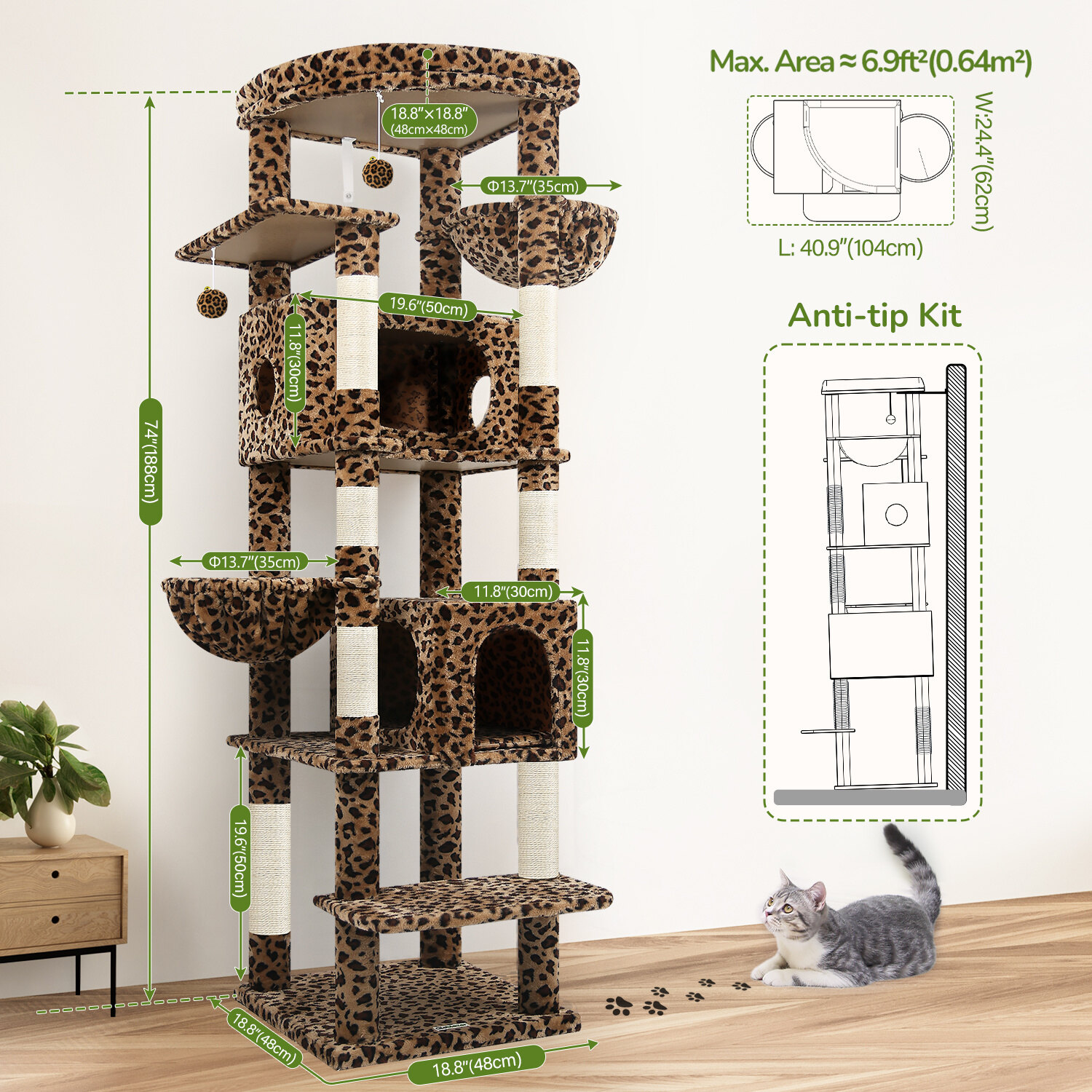 globlazer-s74-arbre-chat-l-opard-74-pouces-grand-mod-le image 7