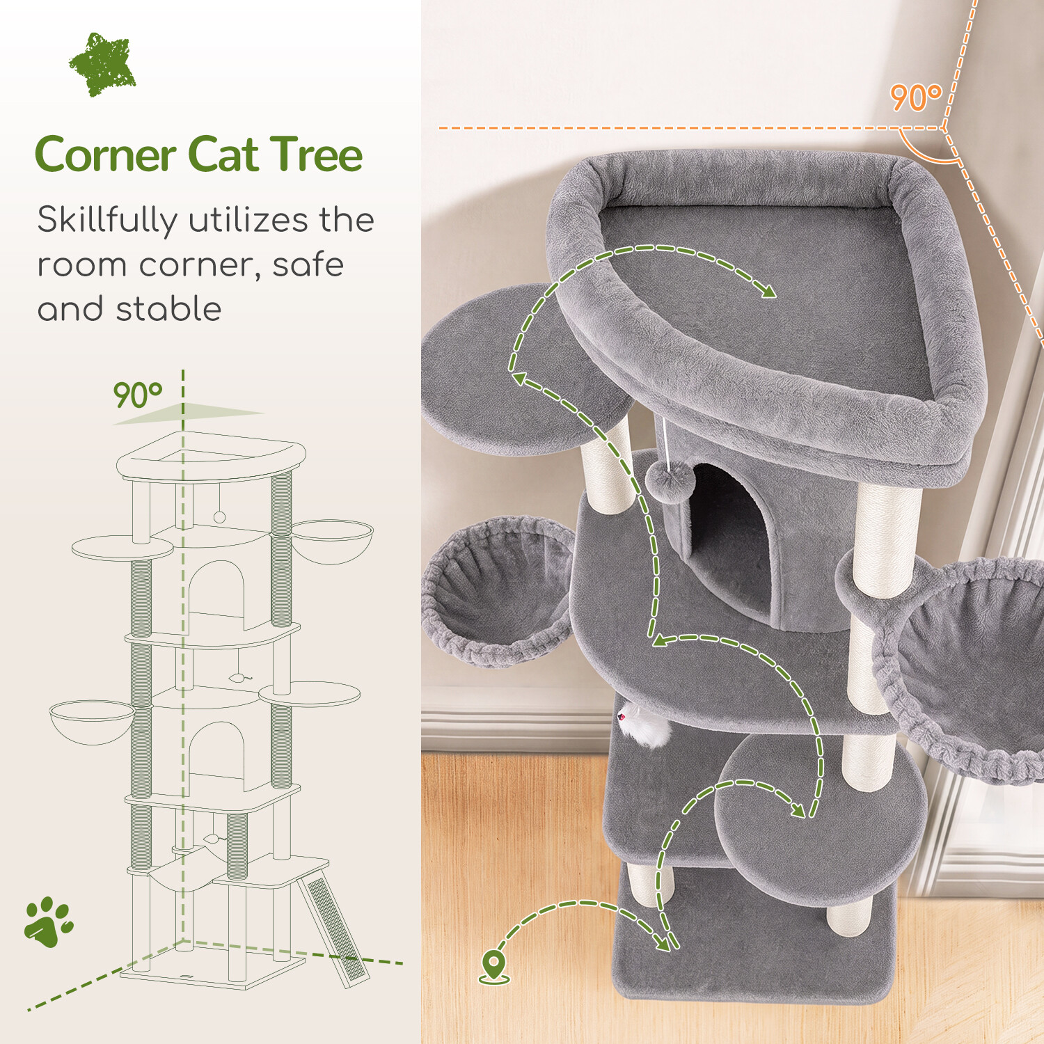 globlazer-c-series-c73-arbre-chat-angle-gris-clair-185-cm image 2