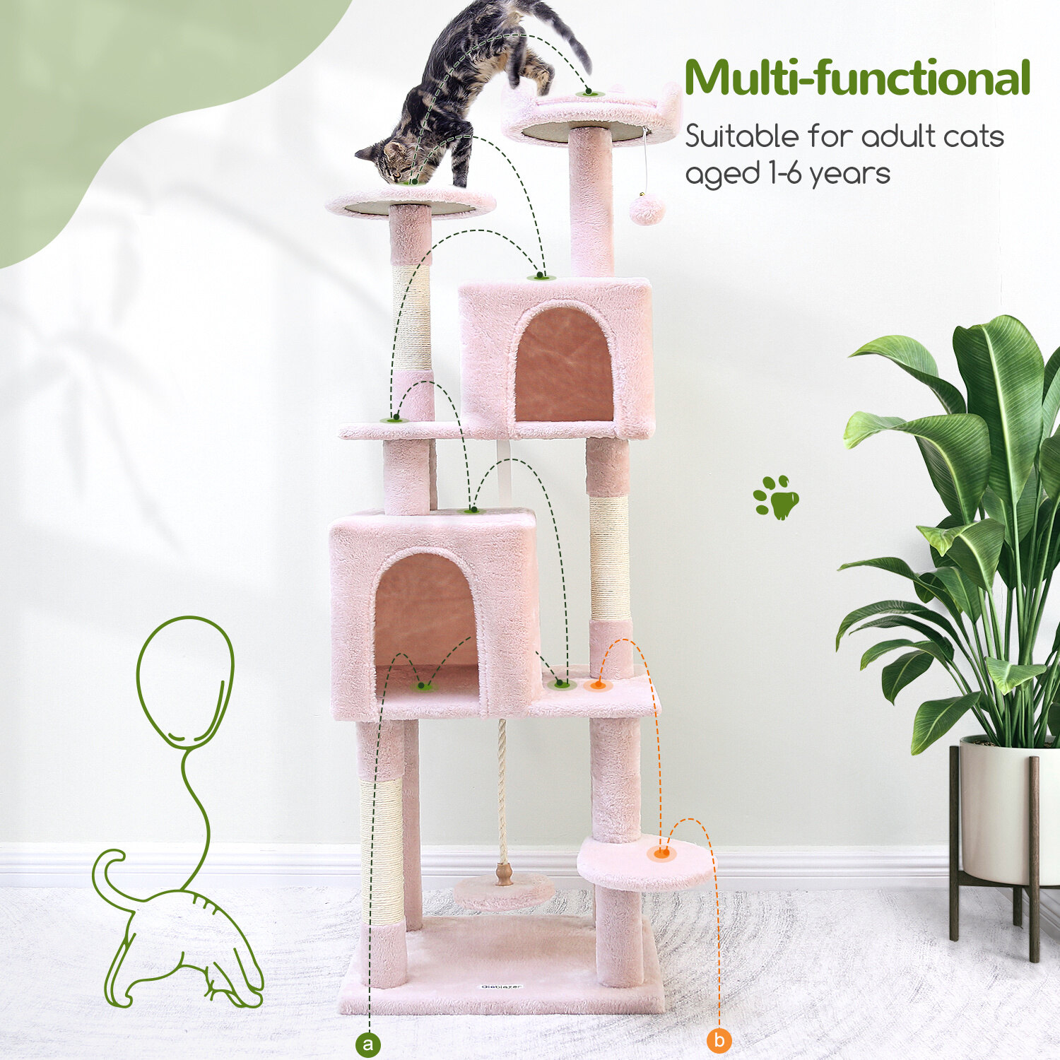 globlazer-f62-arbre-chat-tour-rose-157-cm image 7