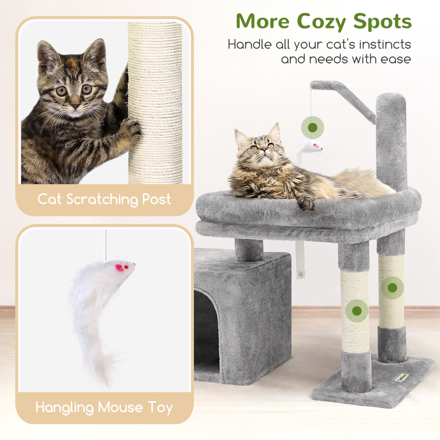 globlazer-f32-arbre-chat-32-pouces-gris-clair-petit image 6