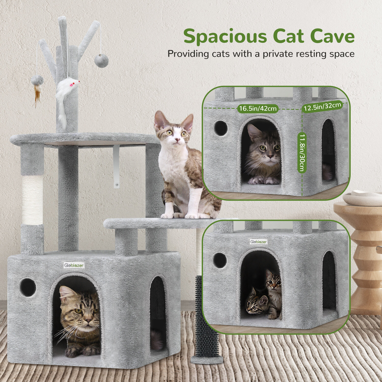 globlazer-f44-arbre-chat-gris-clair-112-cm-compact image 5