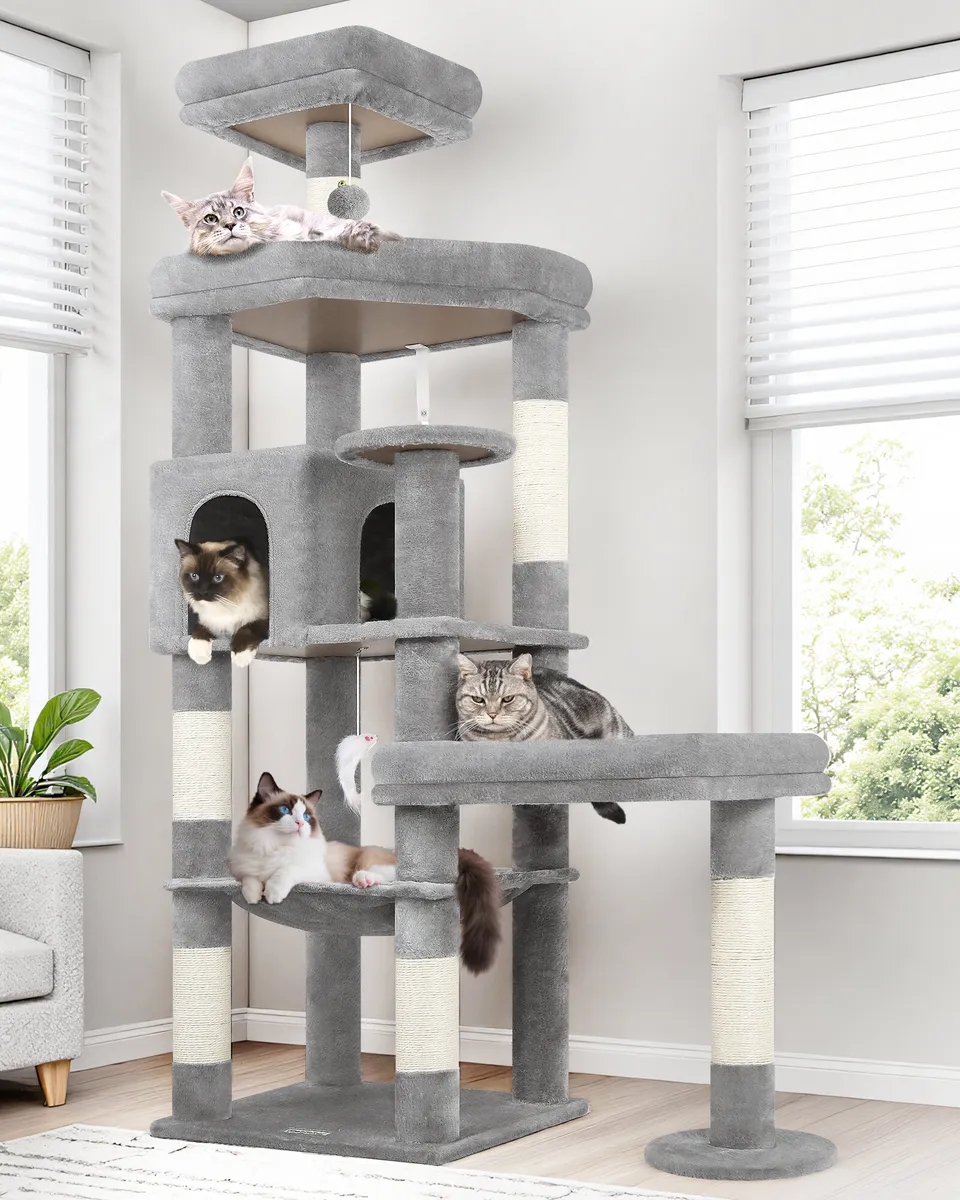 globlazer-s-series-s65-arbre-chat-gris-clair-65-pouces-robuste image 1