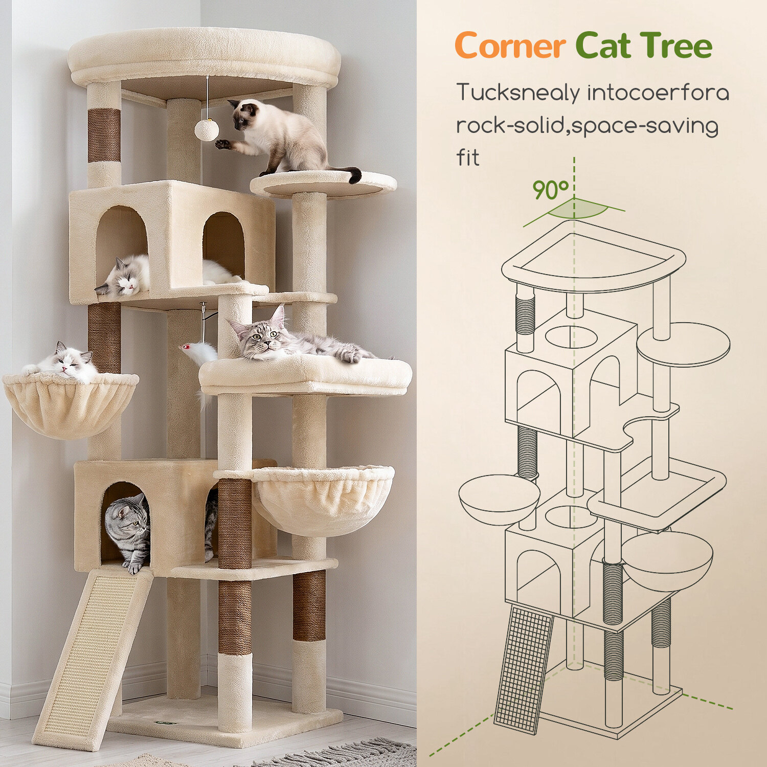 globlazer-c-series-c74-arbre-chat-beige-74-pouces-grand image 5