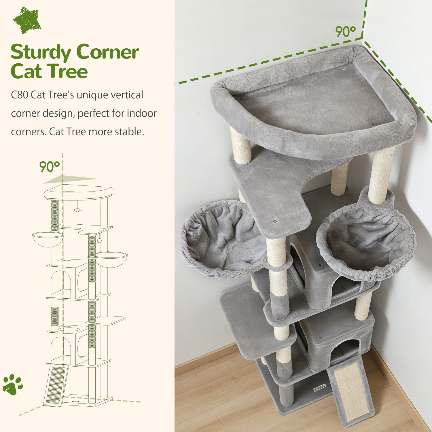 globlazer-c-series-c80-arbre-chat-gris-clair-80-pouces image 3