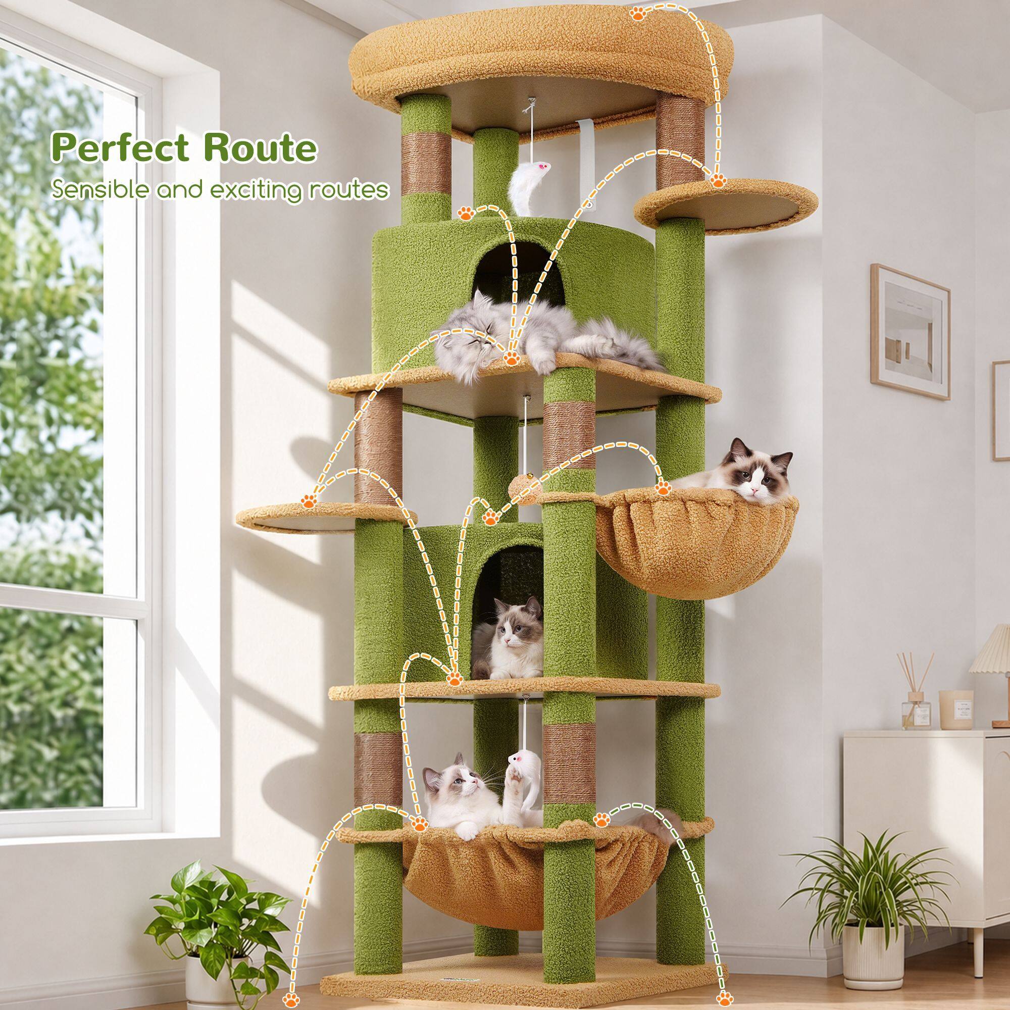 globlazer-c-series-c68-arbre-chat-angle-vert-cactus-173cm image 5