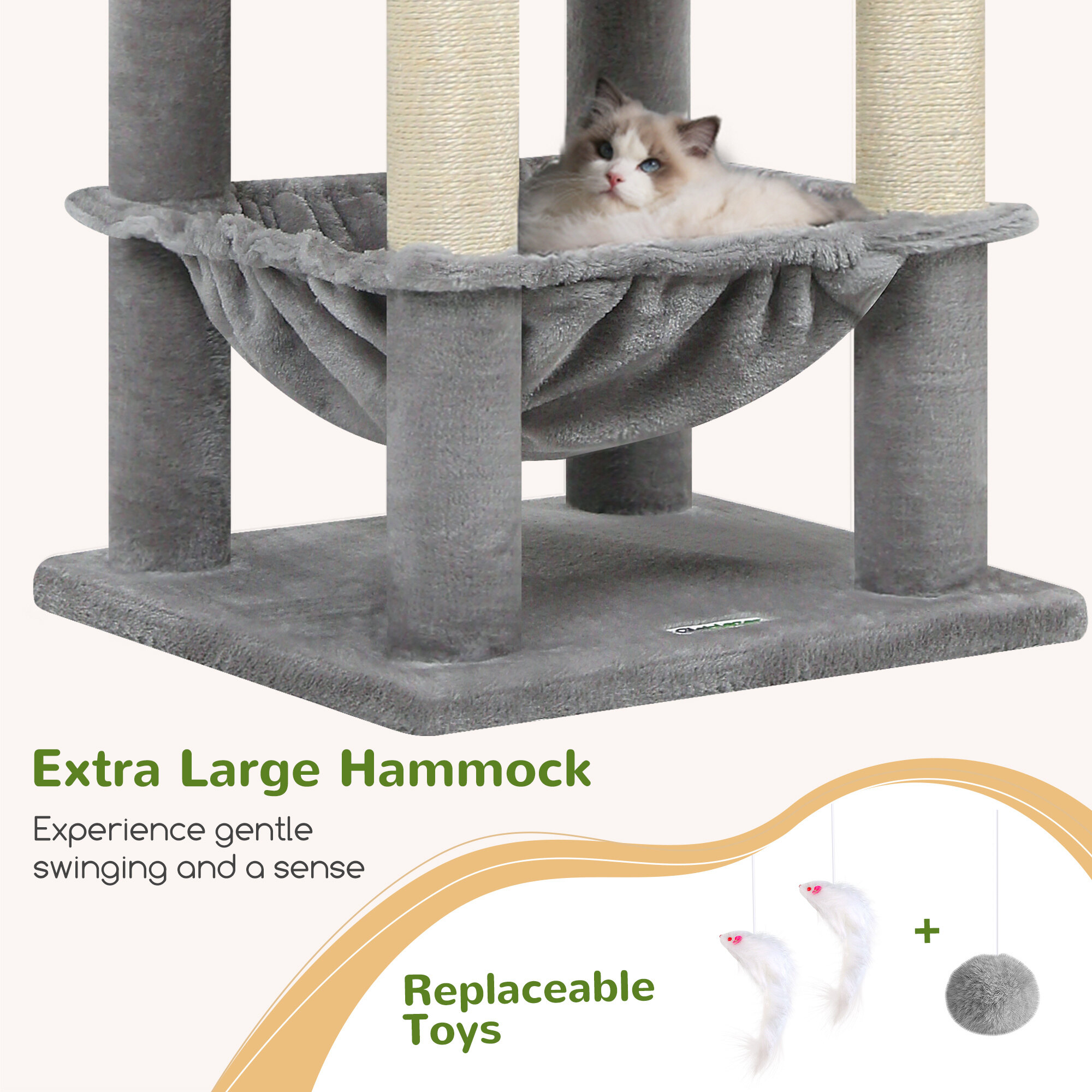 globlazer-s-series-s73-arbre-chat-gris-clair-73-pouces-grand image 5