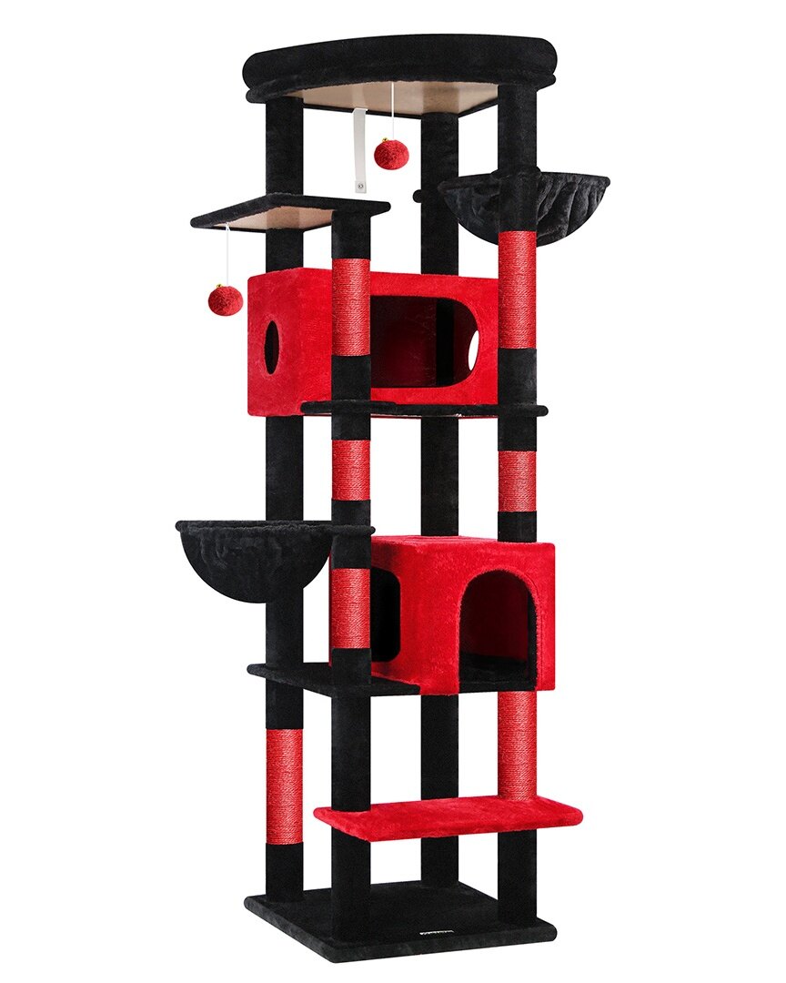 globlazer-s74-arbre-chat-g-ant-188-cm-rouge-noir image 2