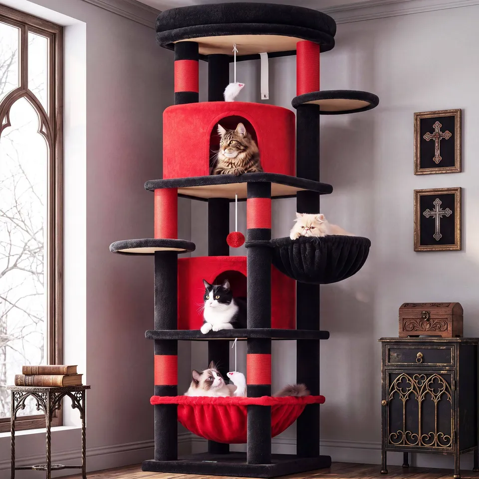 globlazer-c68-c-series-arbre-chat-d-angle-rouge-68-pouces image 1