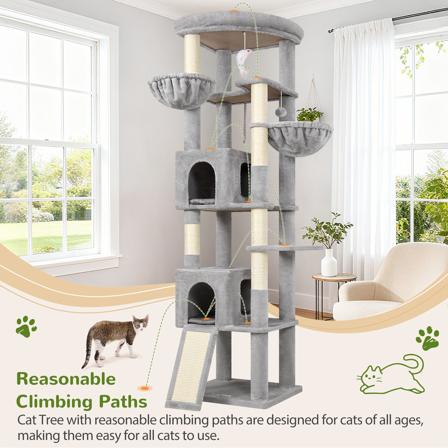 globlazer-c-series-c80-arbre-chat-gris-clair-80-pouces image 8