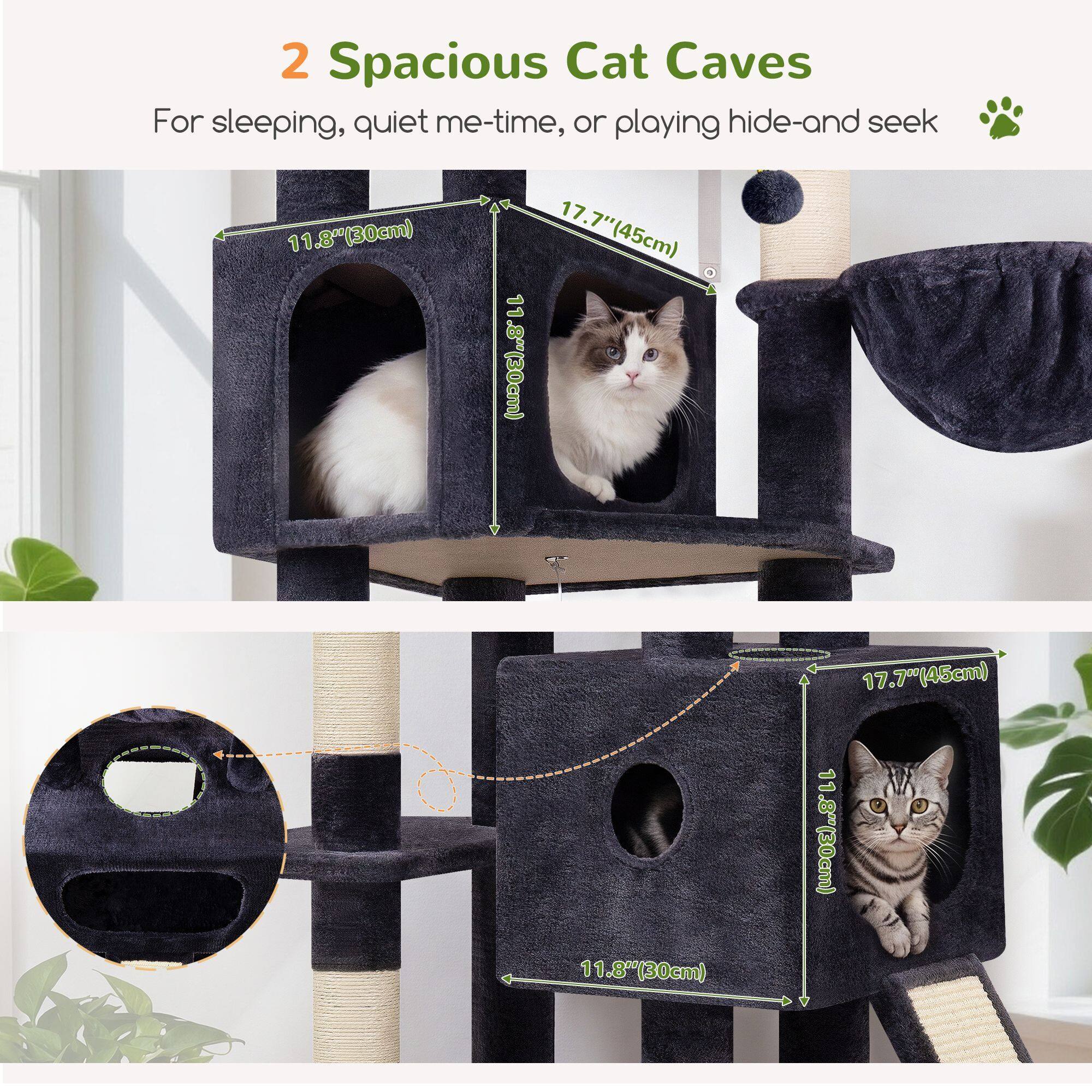 globlazer-f80g-arbre-chat-gris-fonc-80-pouces-grand image 3