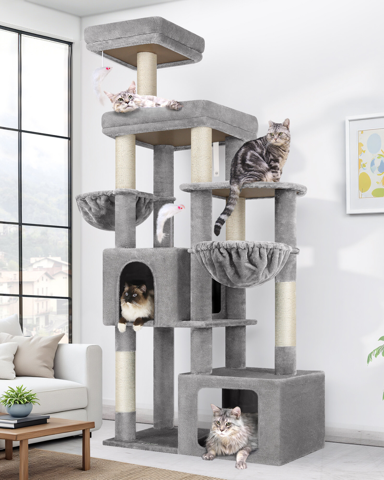 globlazer-f68-arbre-chat-gris-clair-173-cm image 1