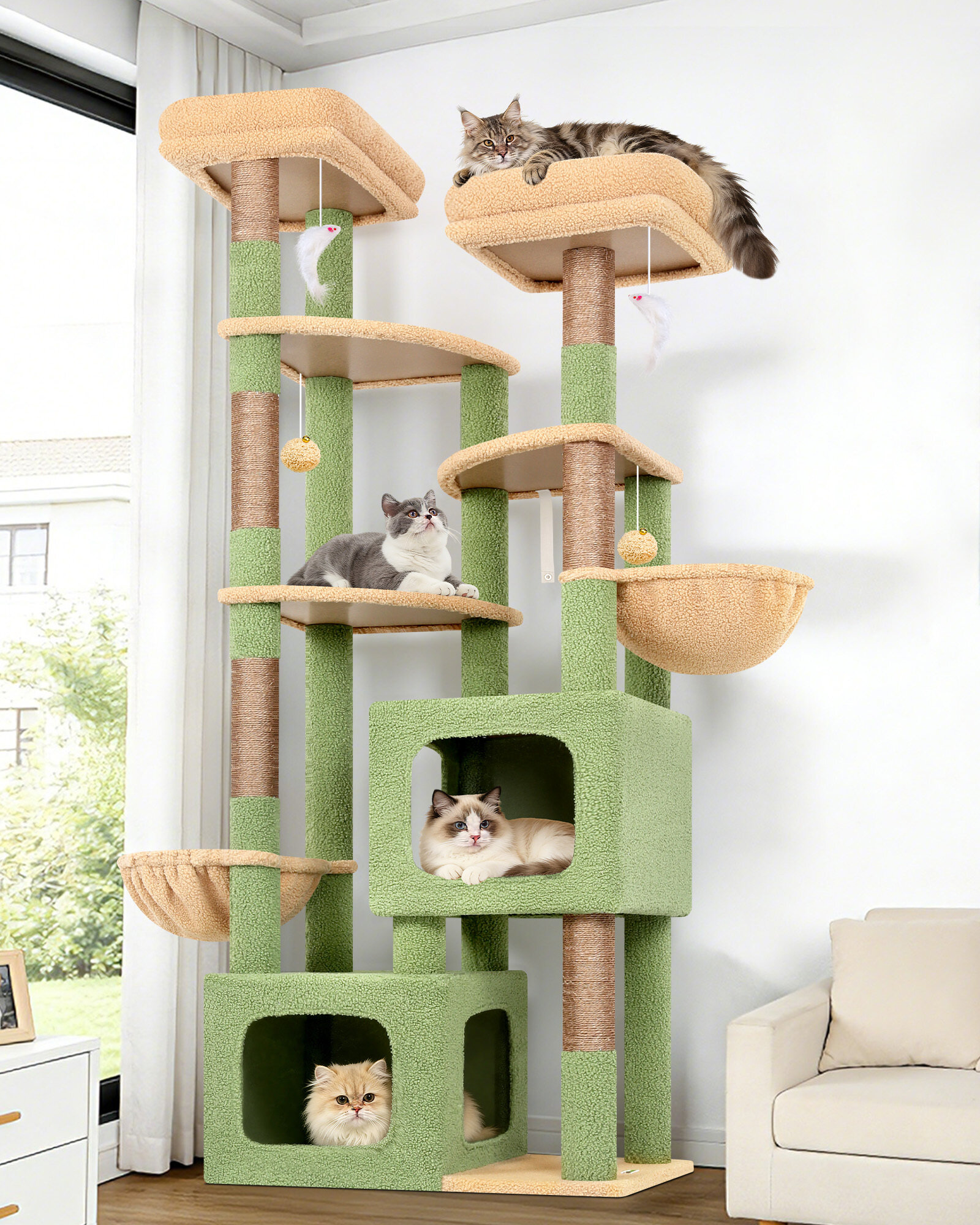 globlazer-s74e-arbre-chat-robuste-188-cm-vert-cactus image 1