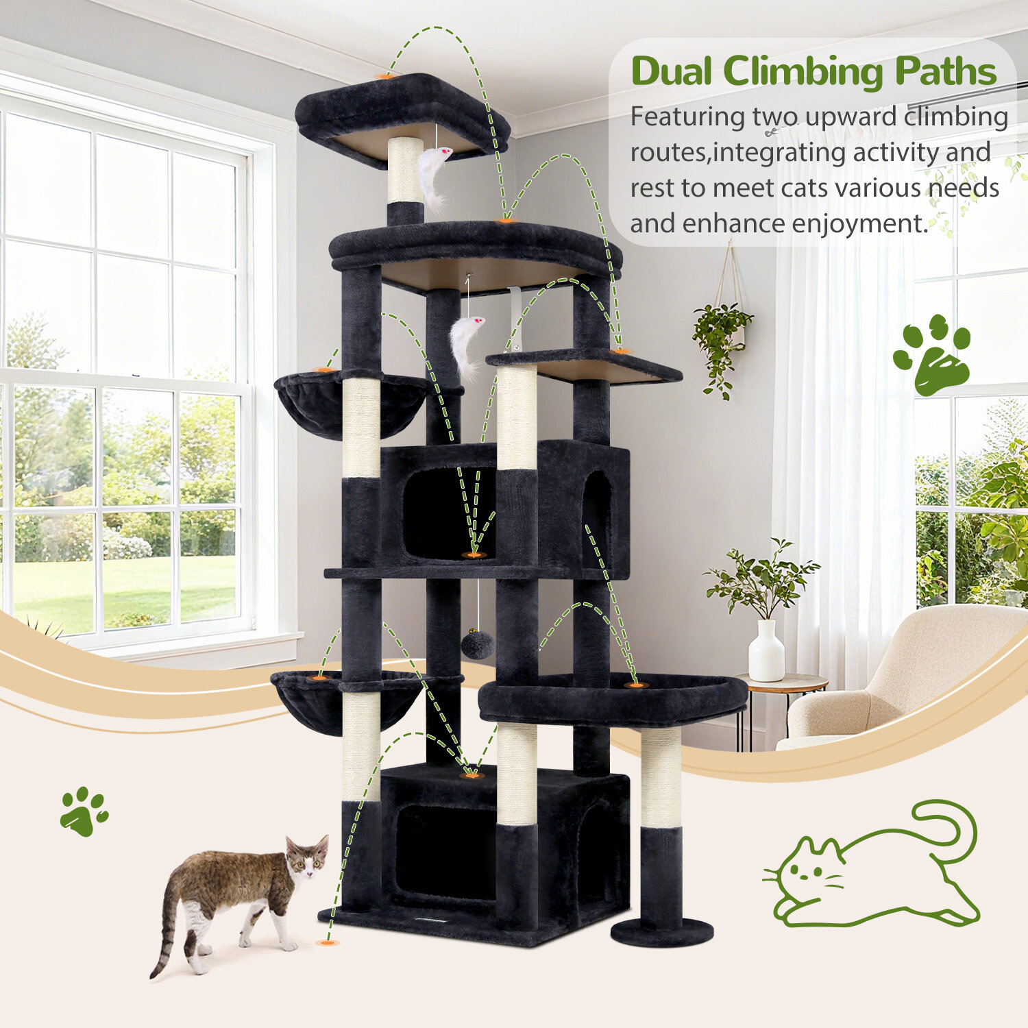 globlazer-s-series-s75-arbre-chat-gris-fonc-75-pouces image 7