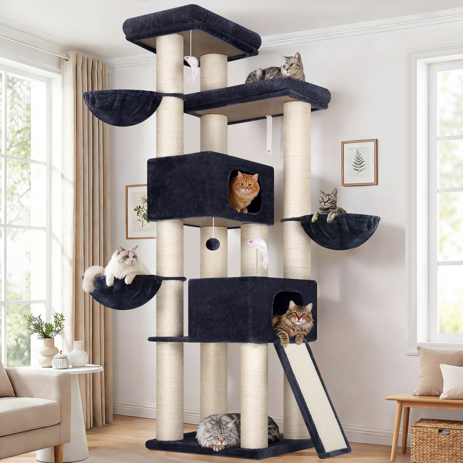 globlazer-s84-arbre-chat-213-cm-gris-fonc-robuste image 1