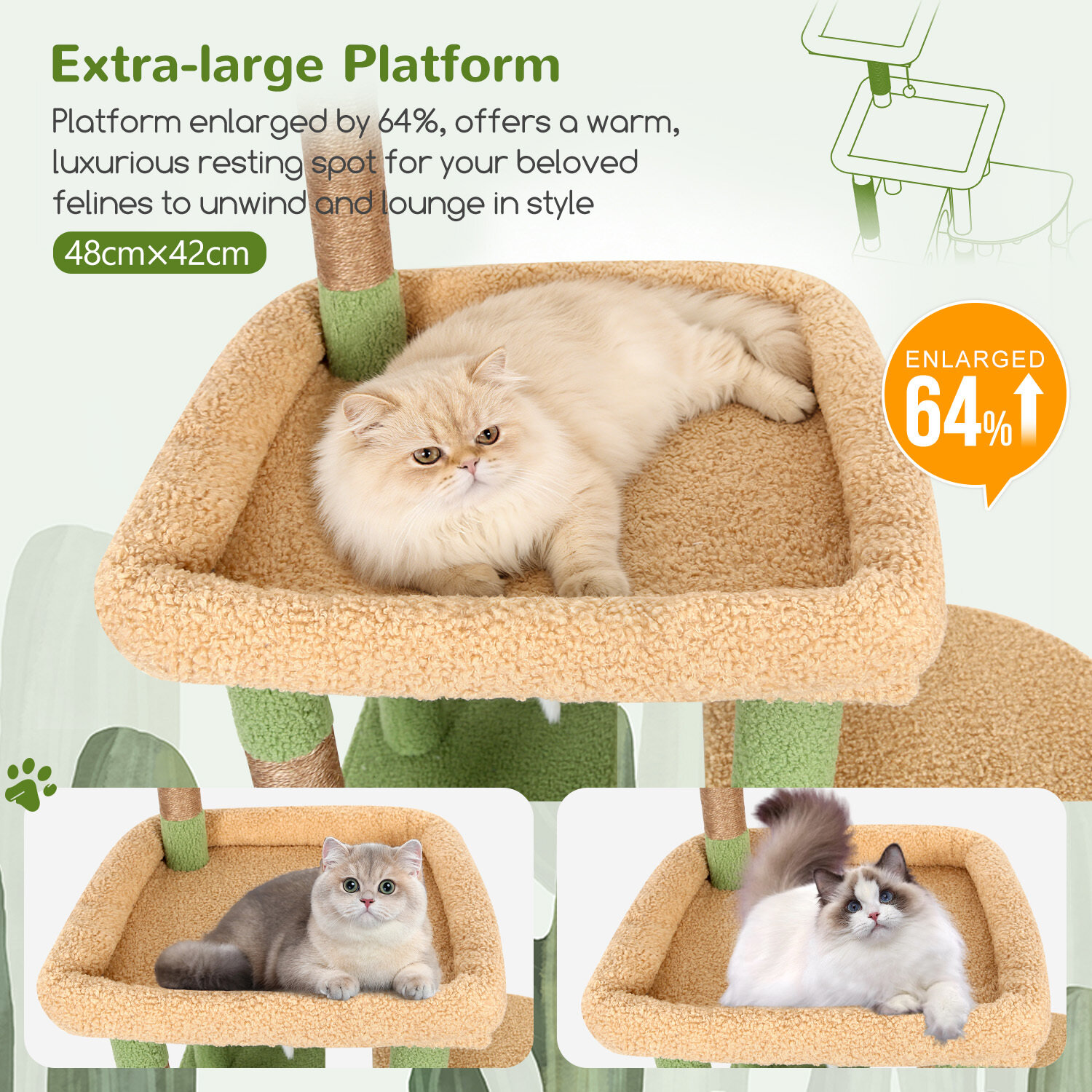 globlazer-f65b-tour-chat-vert-cactus-165-cm-haute image 3