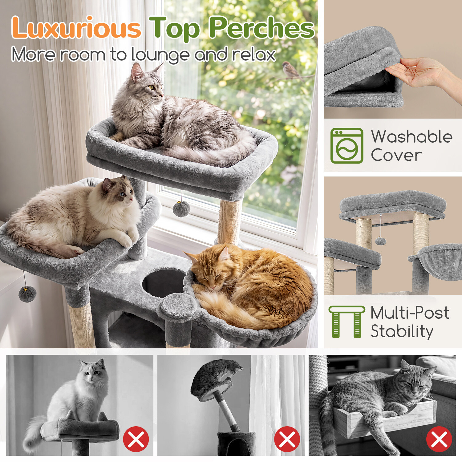 globlazer-f61b-arbre-chat-gris-clair-155-cm-xxl image 4